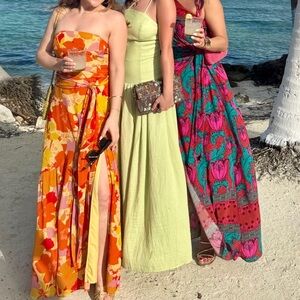 Lulu's Strapless Orange and Yellow Dress